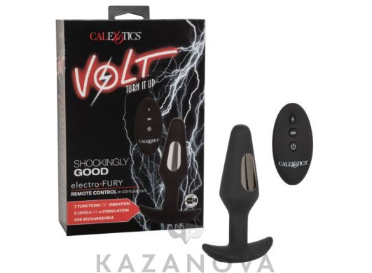 Анальная втулка Volt Electro Fury с вибрацией, электростимуляцией и пультом д/у черная