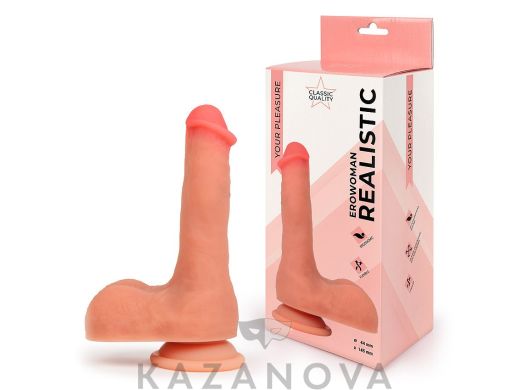 Фаллоимитатор EroWoman Realistic телесный реалистичный на присоске 14,5 см