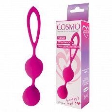 Вагинальные шарики Cosmo Lady's balls из силикона фиолетовые с большой петелькой 006