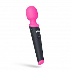 Вибромассажер Yiva Power Massager перезаряжаемый из медицинского силикона розовый с черным