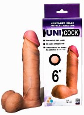 Насадка для страпона Uni Cock с коннектером из киберкожи реалистичная 18 см