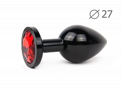 Анальная втулка Black Plug small черная с красным кристаллом