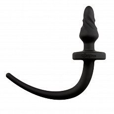 Анальная втулка Easytoys Dog Tail Plug Twist small из силикона с хвостом черная