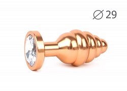Анальная втулка Gold Plug small золотая c белым кристаллом