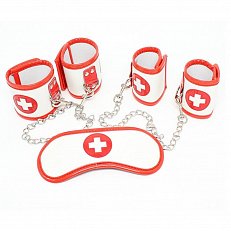 Набор фиксаторов Naughty Nurse Bondage Kit из экокожи белый