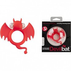 Виброкольцо Devilbat в форме летучей мыши из силикона красное