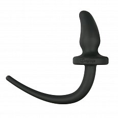 Анальная втулка Easytoys Dog Tail Plug small из силикона с хвостом черная
