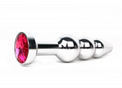 Анальная втулка Silver Plug серебристая с рубиновым кристаллом