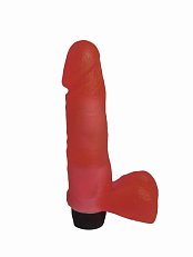 Вибратор реалистичный с крупной головкой и мошонкой LoveToy 15,5 см