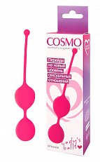 Вагинальные шарики Cosmo Lady's balls со смещенным центром тяжести из силикона розовые 007