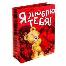 Пакет подарочный "Я люблю тебя!" L красный