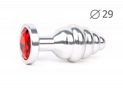 Анальная втулка Silver Plug small серебристая c красным кристаллом