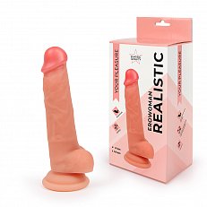 Фаллоимитатор EroWoman Realistic телесный реалистичный с мошонкой на присоске 18,5 см