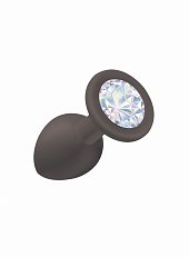Анальная втулка Emotions Cutie small силиконовая чёрная с прозрачным кристаллом