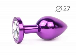 Анальная втулка Violet Plug small фиолетовая с прозрачным кристаллом