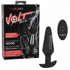 Анальная втулка Volt Electro Flare с вибрацией, электростимуляцией и пультом д/у черная