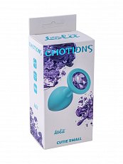 Анальная втулка Emotions Cutie small силиконовая голубая с фиолетовым кристаллом