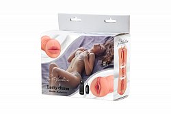 Мастурбатор Satisfaction Lucky charm двусторонний: рот и вагина с вибропулей