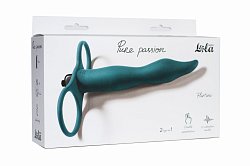 Насадка для двойного проникновения Lola Toys Flirtini с вибрацией из медицинского силикона зеленая