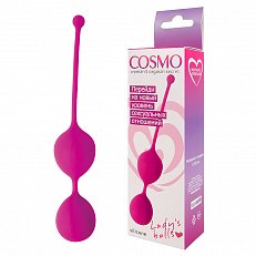 Вагинальные шарики Cosmo Lady's balls со смещенным центром тяжести из силикона темно-розовые 007
