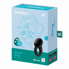 Кольцо Satisfyer Signet Ring черное эрекционное с вибрацией