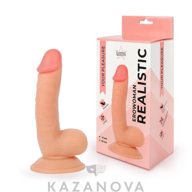 Фаллоимитатор EroWoman Realistic телесный реалистичный с мошонкой на присоске 12.5 см