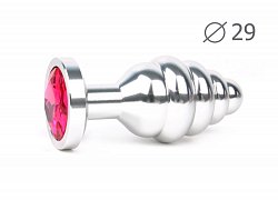Анальная втулка Silver Plug small серебристая c рубиновым кристаллом