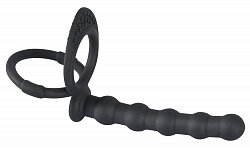 Насадка для двойного проникновения Black Velvets из силикона черная