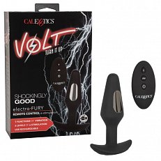 Анальная втулка Volt Electro Fury с вибрацией, электростимуляцией и пультом д/у черная