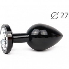 Анальная втулка Black Plug small черная с прозрачным кристаллом