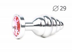 Анальная втулка Silver Plug small серебристая c розовым кристаллом