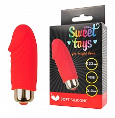 Вибропуля на палец Sweet Toys со съемной насадкой из силикона красная 5,5 см