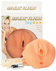 Вагина и анус с вибропулей Magic Flesh из киберкожи в виде манжеты