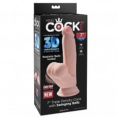 Фаллоимитатор King Cock Plus Fanta Flesh 3D реалистичный на присоске телесный 15,2 см