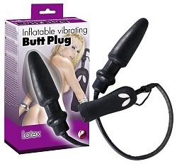 Анальный расширитель Inflatable Vibrating Butt Plug с вибрацией черный