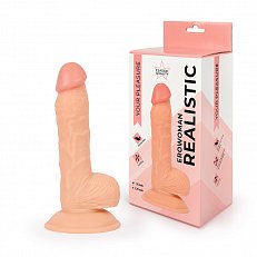 Фаллоимитатор EroWoman Realistic телесный реалистичный с мошонкой на присоске 18 см