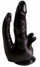 Фаллоимитатор двойной на присоске LoveToy чёрный 18 см 900