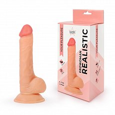 Фаллоимитатор EroWoman Realistic телесный реалистичный с мошонкой на присоске 19,7 см