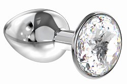 Анальная втулка Lola Toys Diamond sparkle small металлическая серебристая с прозрачным кристаллом