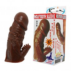 Насадка увеличивающая Baile Wolftooth Sleeve с клиторальным стимулятором коричневая 001