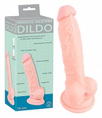 Фаллоимитатор Medical Silicone Dildo из медицинского силикона реалистичный с мошонкой 18 см