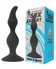 Анальная втулка Sex Expert из медицинского силикона чёрная 12 см