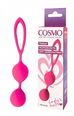Вагинальные шарики Cosmo Lady's balls из силикона розовые с большой петелькой 006
