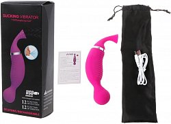 Вакуумный стимулятор Sucking Vibrator перезаряжаемый 12 режимов фиолетовый