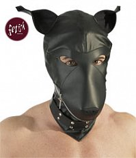 Маска-шлем Fetish Dog на шнуровке черная