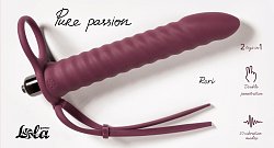Насадка для двойного проникновения Lola Toys Pure Passion Rori с вибрацией из силикона бордовая