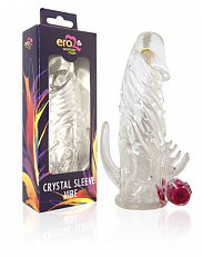 Увеличивающая насадка закрытого типа Crystal Sleeve Vibe из TPE с вибрацией