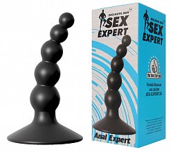 Анальная втулка Sex Expert из медицинского силикона чёрная 10 см