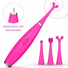 Вибратор S-Hande Sparkle Kit с 3 сменными насадками из силикона розовый