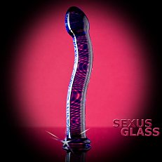 Фаллоимитатор стеклянный изогнутой формы Sexus Glass синий 20 см
